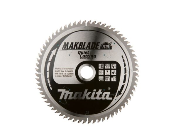 Griešanas disks kokam Makita; 165x1,9x20,0 mm; Z64; 10° B-56502